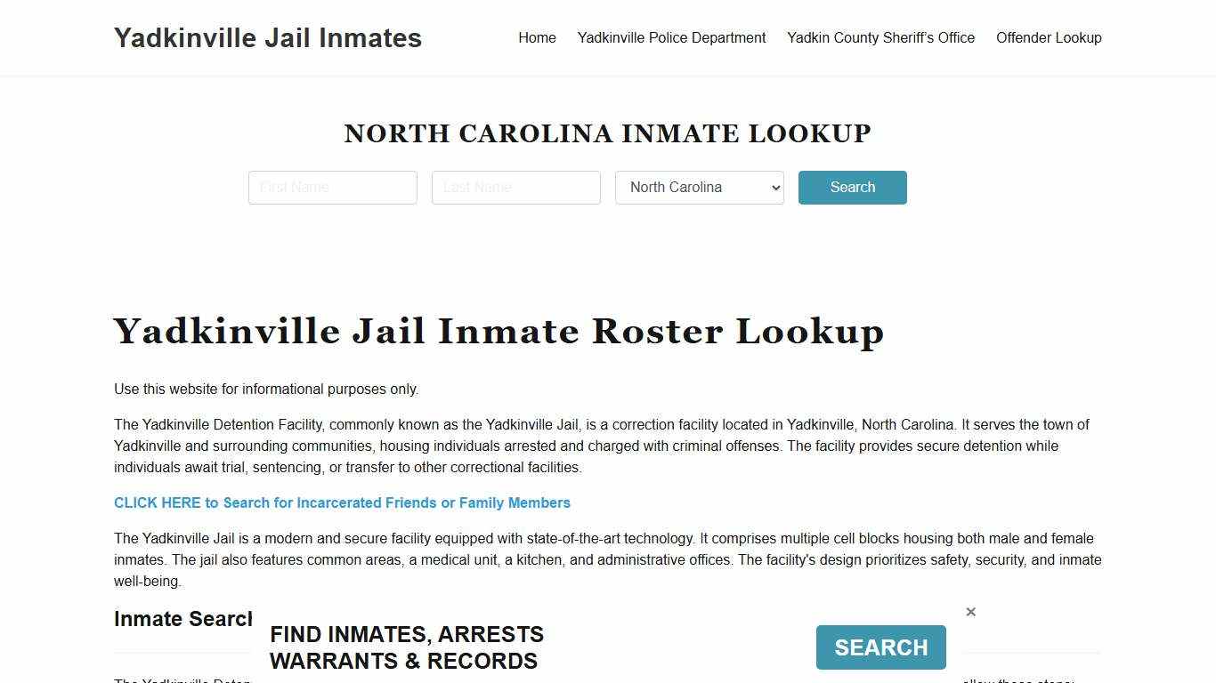 Yadkinville Jail Inmate Roster, Yadkin County, NC, Offender Search